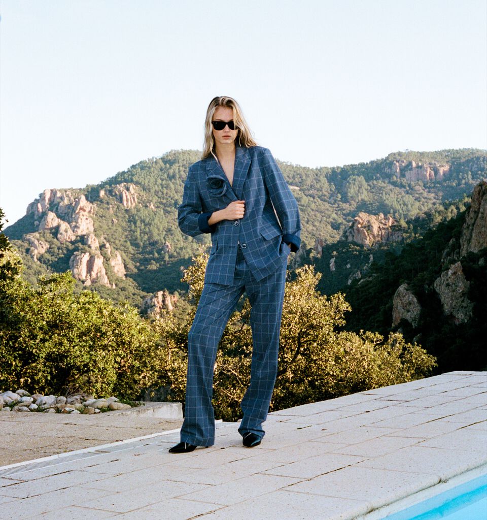 Pantaloni a quadri - pantaloni regular da donna - Blu | Sisley image number 7